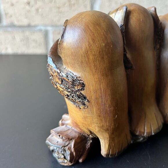 Vintage 3 Wise Owls See No Evil Hear No Evil Speak No Evil Branch Resin 1970s - Picture 14 of 16